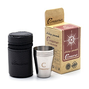 Набор рюмок Следопыт 25 мл в кожаной тубе (4 шт)