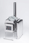 Печка Инвент Камин средняя со стац. экр. + короб для камней