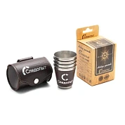 Набор рюмок Следопыт 60 мл с оплёткой в кожаной тубе (4 шт)