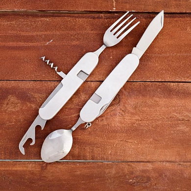 Походный набор складной ложка вилка нож открывашка